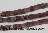 CCU25 15.5 inches 5*5mm cube red picture jasper beads wholesale