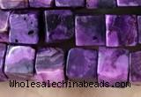 CCU484 15.5 inches 6*6mm cube purple crazy lace agate beads