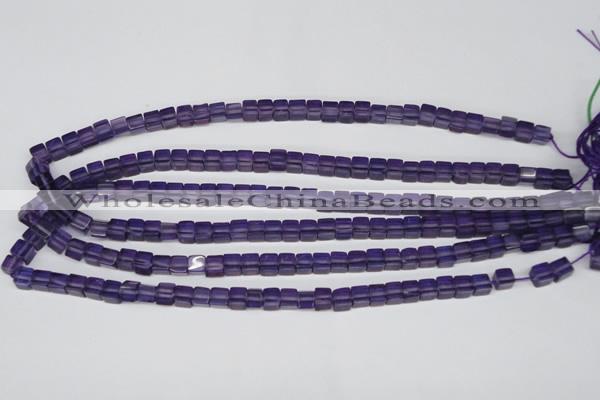 CCU55 15.5 inches 6*6mm cube synthetic amethyst beads wholesale