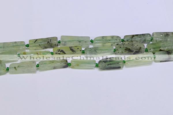 CCU606 15.5 inches 8*20mm - 10*30mm cuboid green rutilated quartz beads