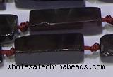 CCU607 15.5 inches 8*20mm - 10*30mm cuboid smoky quartz beads