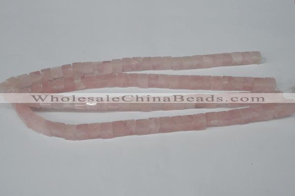 CCU63 15.5 inches 8*8mm cube rose quartz beads wholesale