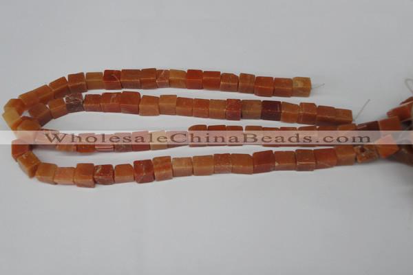 CCU68 15.5 inches 8*8mm cube red aventurine beads wholesale