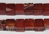 CCU70 15.5 inches 10*10mm cube red agate beads wholesale