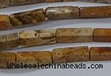 CCU738 15.5 inches 4*13mm cuboid picture jasper beads wholesale