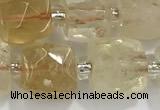 CCU755 15 inches 8*8mm faceted cube citrine beads