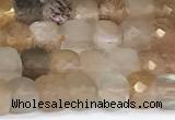 CCU837 15 inches 4mm faceted cube sunstone beads