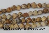 CCU95 15.5 inches 4*4mm cube picture jasper beads wholesale