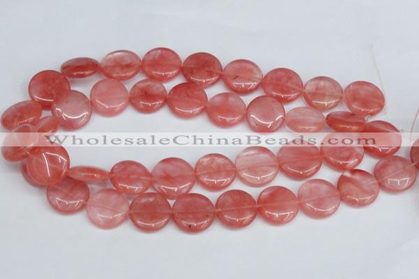 CCY153 15.5 inches 20mm flat round cherry quartz beads wholesale