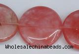 CCY155 15.5 inches 30mm flat round cherry quartz beads wholesale