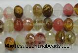 CCY402 15.5 inches 7*10mm faceted rondelle volcano cherry quartz beads