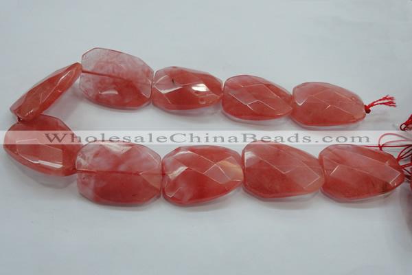 CCY55 15.5 inches 30*40mm twisted & faceted rectangle cherry quartz beads