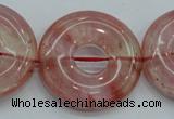 CCY56 15.5 inches 30mm donut cherry quartz beads wholesale