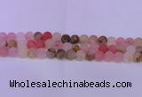 CCY621 15.5 inches 6mm round matte volcano cherry quartz beads