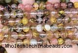 CCY642 15.5 inches 8mm round volcano cherry quartz beads