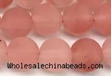 CCY672 15 inches 8mm round matte cherry quartz beads