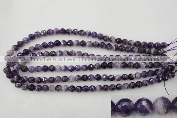 CDA152 15.5 inches 8mm faceted round dogtooth amethyst beads