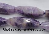 CDA335 15.5 inches 14*35mm faceted rice dyed dogtooth amethyst beads