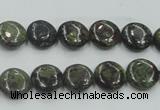 CDB205 15.5 inches 10mm flat round natural dragon blood jasper beads