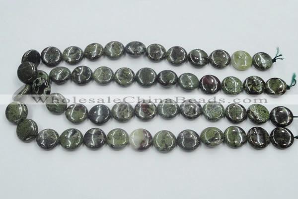 CDB208 15.5 inches 16mm flat round natural dragon blood jasper beads