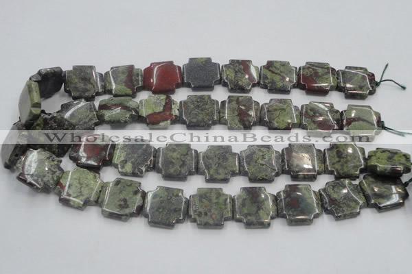 CDB224 15.5 inches 20*20mm cross natural dragon blood jasper beads