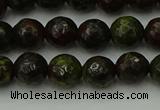 CDB311 15.5 inches 6mm faceted round dragon blood jasper beads