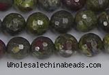 CDB322 15.5 inches 8mm faceted round dragon blood jasper beads