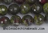 CDB323 15.5 inches 10mm faceted round dragon blood jasper beads