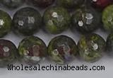 CDB324 15.5 inches 12mm faceted round dragon blood jasper beads