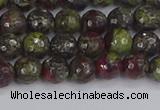 CDB329 15.5 inches 6mm faceted round A grade dragon blood jasper beads