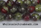 CDB330 15.5 inches 8mm faceted round A grade dragon blood jasper beads