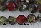 CDB337 15.5 inches 8mm faceted nuggets dragon blood jasper beads