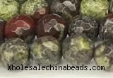 CDB350 15 inches 6mm faceted round dragon blood jasper beads