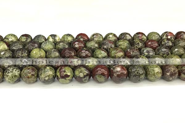 CDB351 15 inches 8mm faceted round dragon blood jasper beads