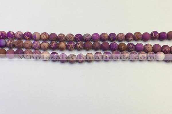 CDE1020 15.5 inches 4mm round matte sea sediment jasper beads