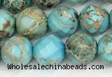 CDE1386 15.5 inches 8mm faceted round sea sediment jasper beads