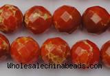 CDE2104 15.5 inches 14mm faceted round dyed sea sediment jasper beads