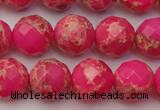 CDE2113 15.5 inches 12mm faceted round dyed sea sediment jasper beads