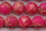 CDE2115 15.5 inches 16mm faceted round dyed sea sediment jasper beads