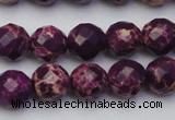 CDE2143 15.5 inches 12mm faceted round dyed sea sediment jasper beads