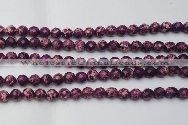 CDE2144 15.5 inches 14mm faceted round dyed sea sediment jasper beads