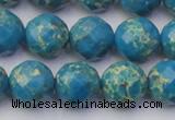 CDE2165 15.5 inches 16mm faceted round dyed sea sediment jasper beads