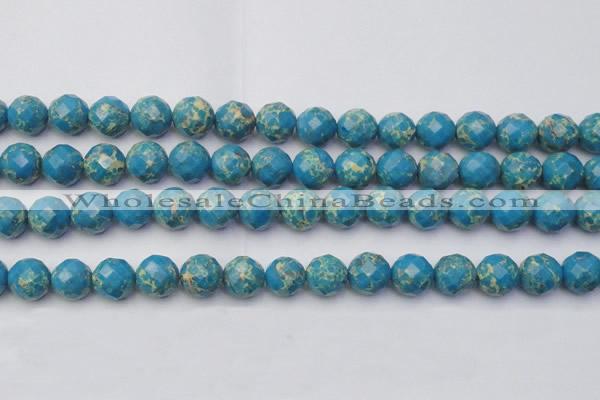 CDE2165 15.5 inches 16mm faceted round dyed sea sediment jasper beads