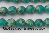 CDE2171 15.5 inches 8mm faceted round dyed sea sediment jasper beads