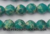 CDE2173 15.5 inches 12mm faceted round dyed sea sediment jasper beads