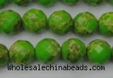 CDE2183 15.5 inches 12mm faceted round dyed sea sediment jasper beads