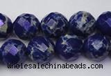 CDE2215 15.5 inches 16mm faceted round dyed sea sediment jasper beads