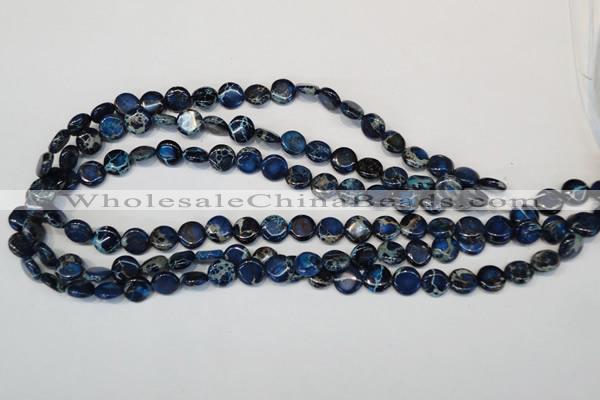 CDE230 15.5 inches 10mm flat round dyed sea sediment jasper beads