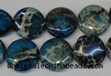 CDE232 15.5 inches 16mm flat round dyed sea sediment jasper beads