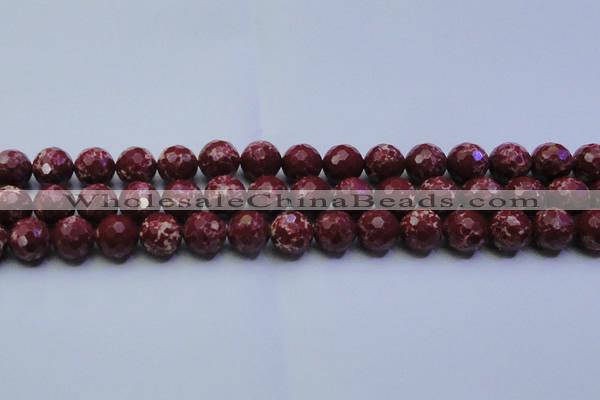 CDE2528 15.5 inches 14mm faceted round dyed sea sediment jasper beads